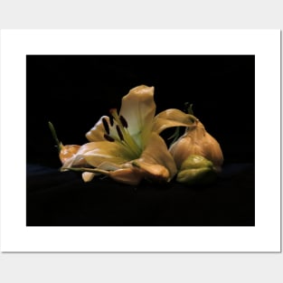 Garlic and Lilies - Baroque Inspired Dark Still Life Photo Posters and Art